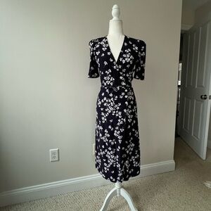 Rouje Navy and White Floral Print Gabin Dress